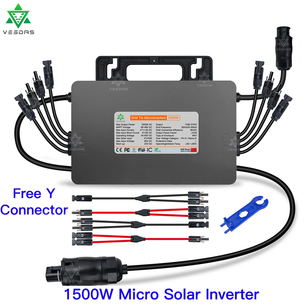 1500 Вт микро инвертор для солнечной батареи с двойным MPPT на сетке 16 60 В постоянного
