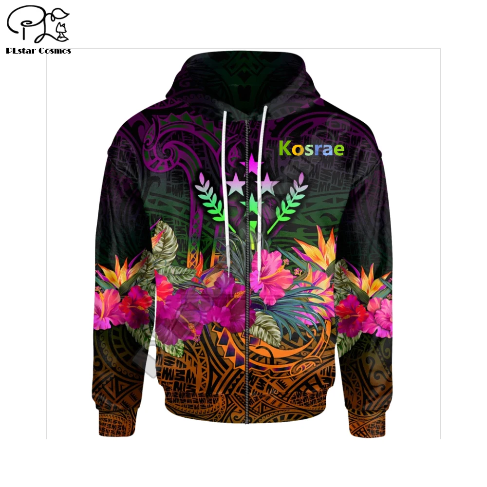 

PLstar Cosmos 3DPrint Tribal Kosrae Polynesian Tropical Flowers Hibiscus Harajuku Streetwear Funny Unisex Zip Hoodies-a18