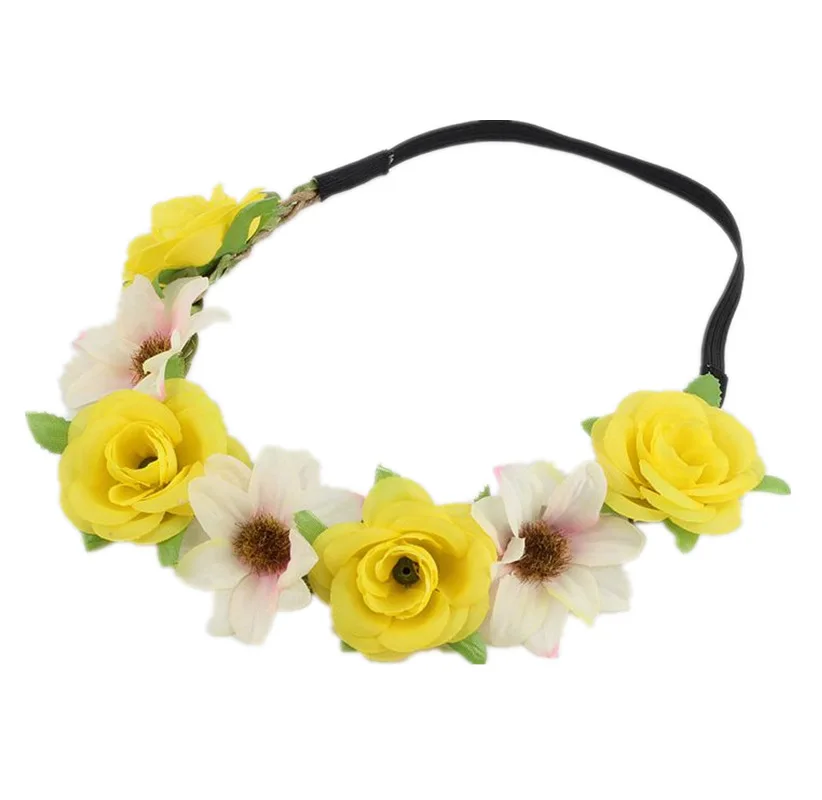 19-7 Rose flower headband small fresh photo accessories Bohemian seaside holiday wreath headdress - Цвет: 19-7