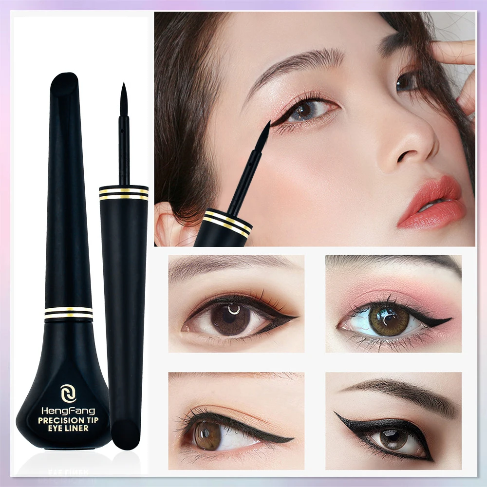 

Black Liquid Eyeliner Pencil Fast-Dry Smooth Eye Liner Pen Smudge-Proof Eyeliners Eyelid Enhancer Brush Waterproof Long Lasting