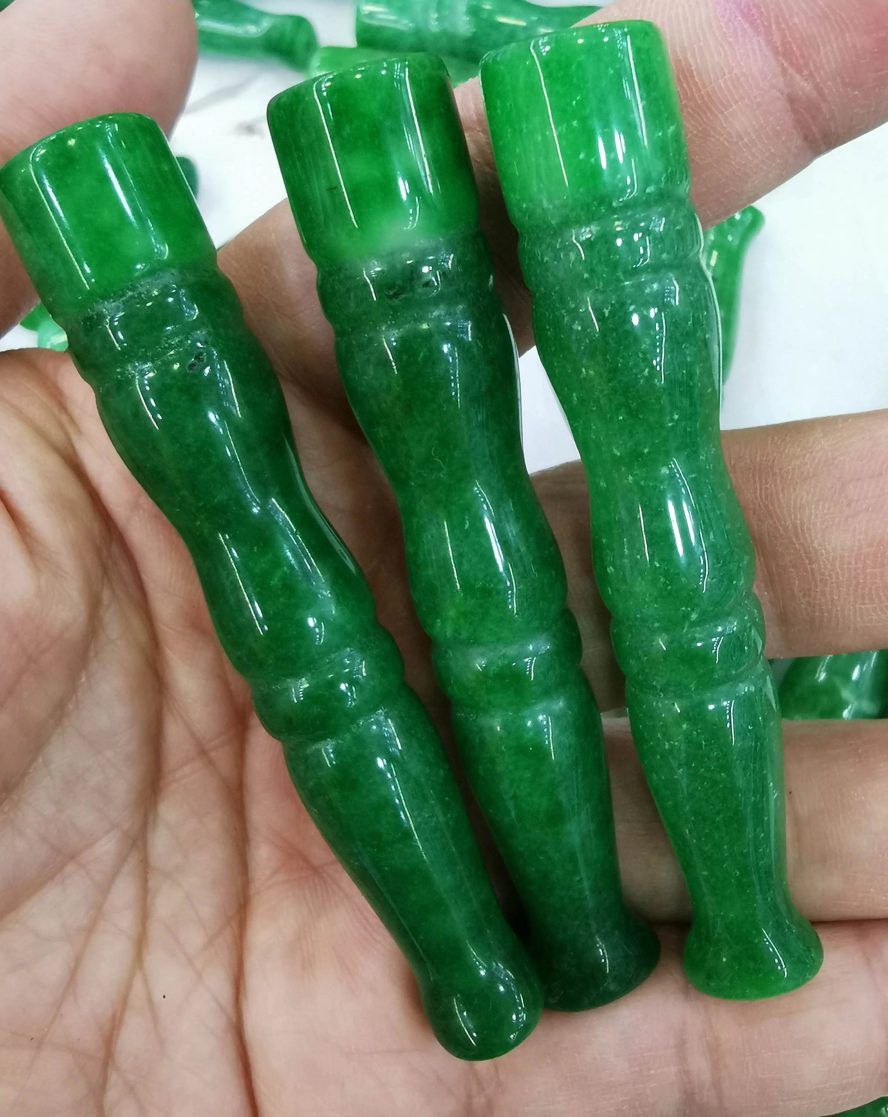 Редкий ручной работы зеленый нефритовый драгоценный камень стержень держатели