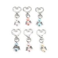 3 pcs fashion angel wings cute abs religious keychain keyring silver color blue angel heart 58mm for women girls gifts
