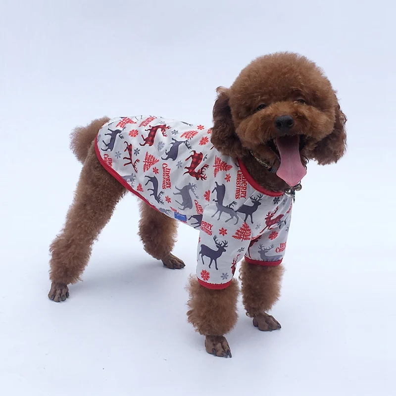 

Christmas Pet Puppy Dog Vests Small Medium Dogs Comfortable Cotton T-shirt Autumn Winter Puppy Christmas Vest Xmas Supplies