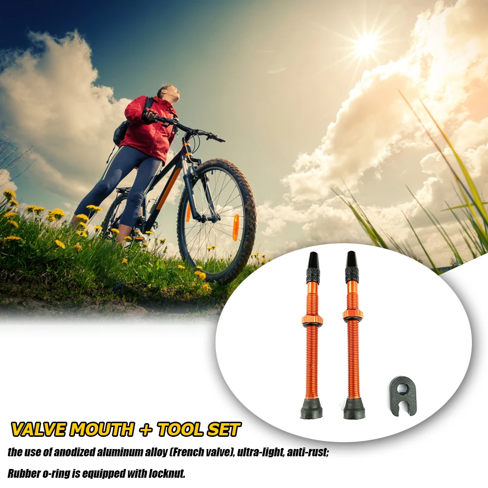 

1 Pair Presta Valve 78mm Alloy Stem + Tool Road Mountain Bike Tubeless Tire Biking PortableDustproof Cycling Parts