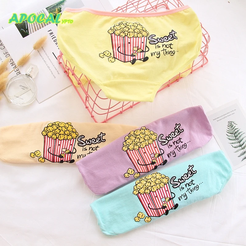 APOCAL Popcorn Graffiti Women's Panties Fashion Printed Cartoon anime Cotton Female Underwear Women Lingerie Casual Briefs Girl |