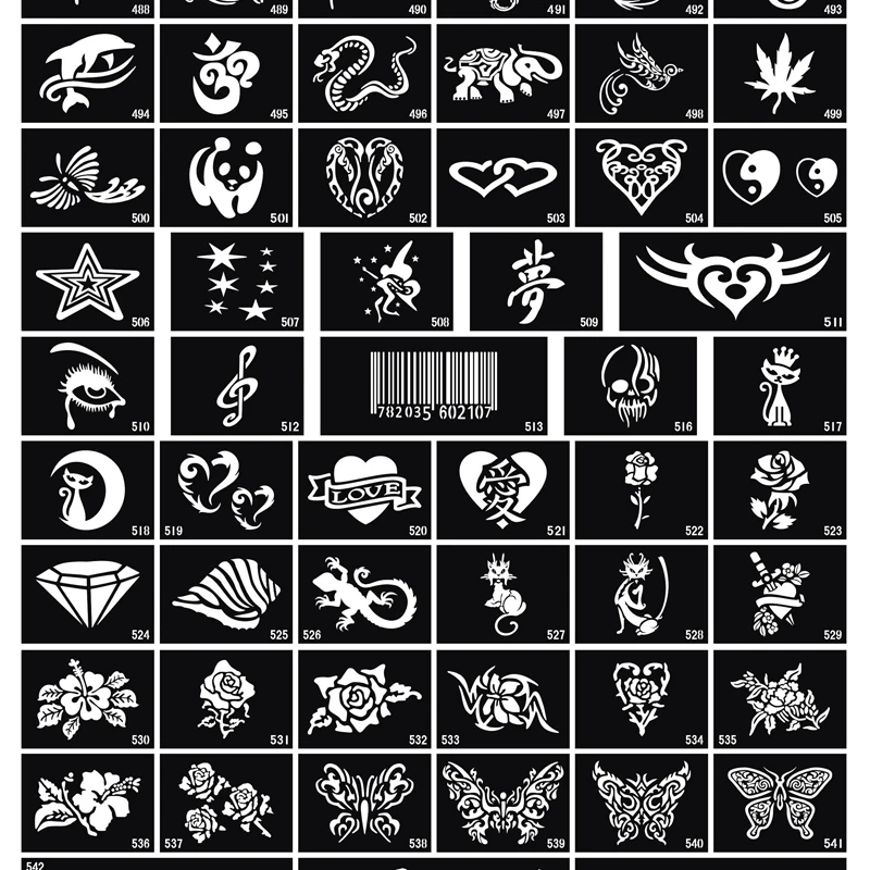 50 шт. аэрография блеск трафарет для тату шаблон боди арта животное растение