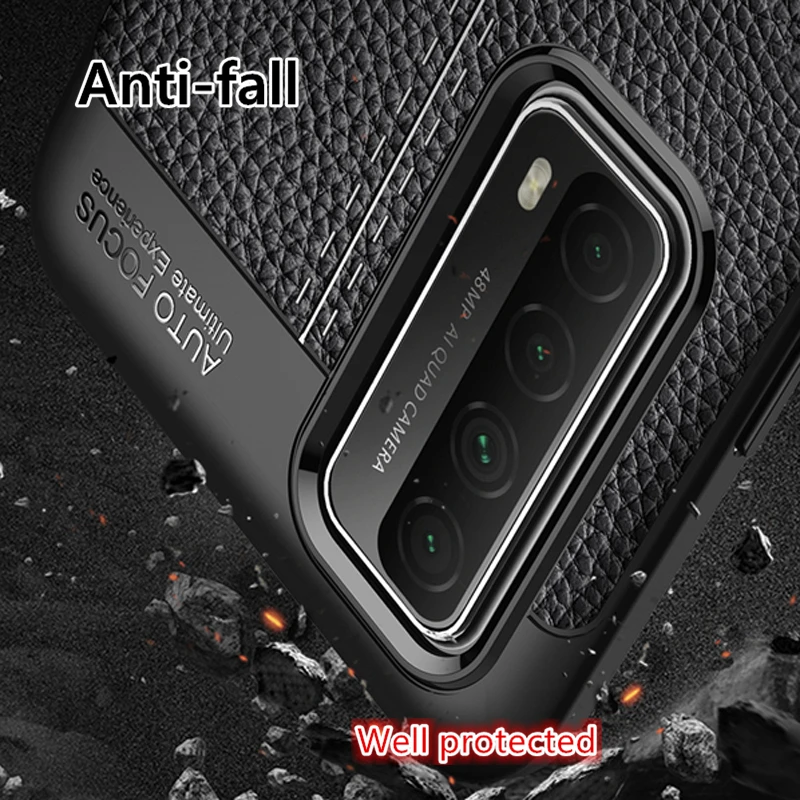 for huawei p smart 2021 case silicone leather texture armor bumper case for huawei honor 10x lite cover for huawei p smart 2020 free global shipping