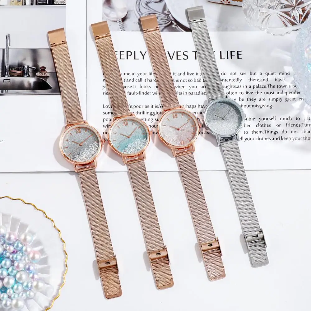 

Fashion Simple Ladies' Watch Fashion Analog Leather Quicksand Ball Bearing WristWatch Clock Reloj Mujer For Gift