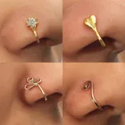 Оригинальное кольцо для имитации пирсинга носа из медной проволоки, кольцо для носа в стиле панк 2021, золотистого и серебристого цветов, кольцо для носа, также может использоваться как зажим для ушей