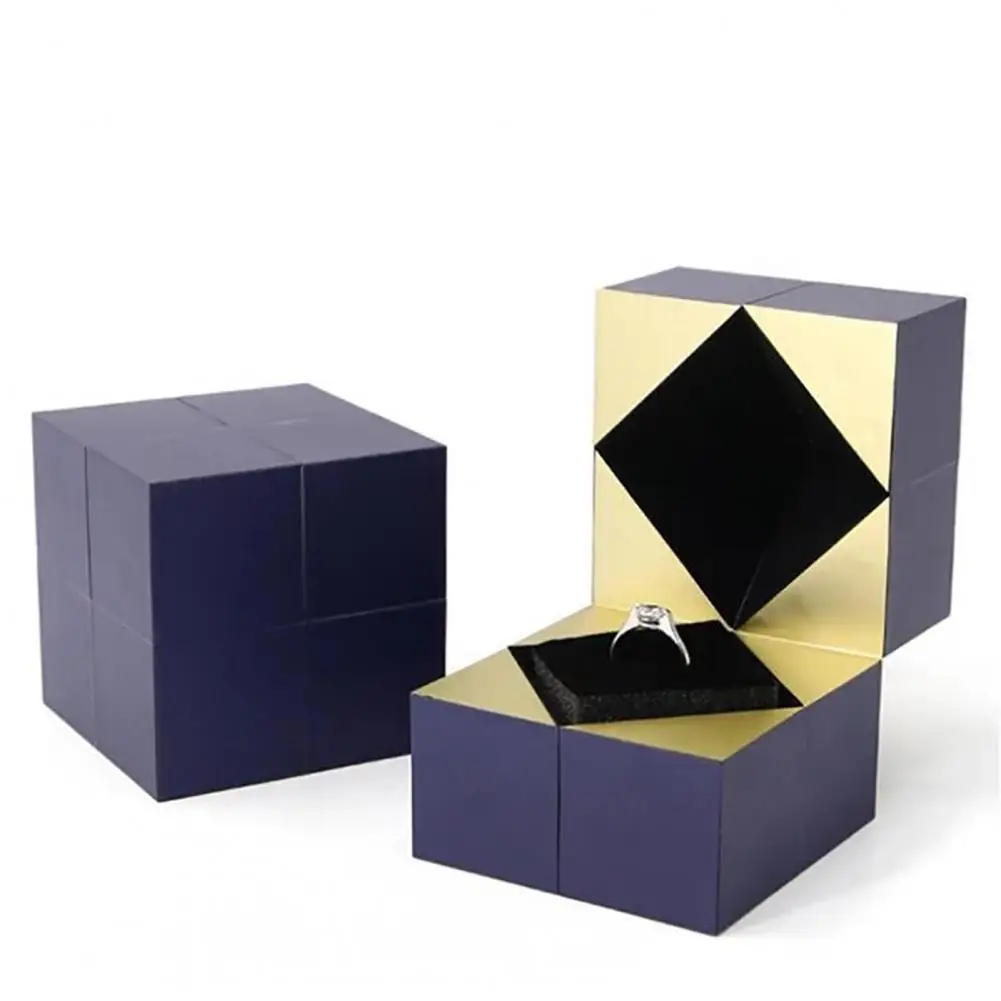 

Creative Cube Design Ring Box Storage Case Wedding Jewelry Display Holder Gift