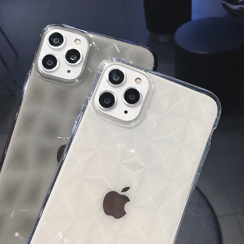 GTWIN Diamond Texture Transparent Phone Case For iPhone 11 Pro Max 6 6s 7 8 Plus X XR XS Soft TPU Clear Silicone Back Cover |