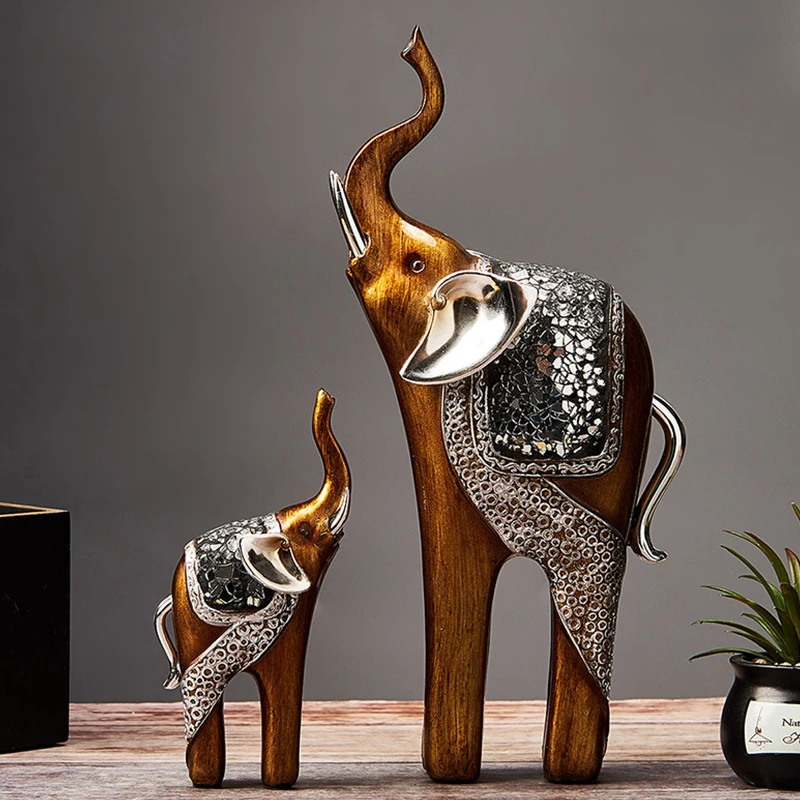 Креативное украшение в виде слона из смолы роскошная скульптура стиле ретро