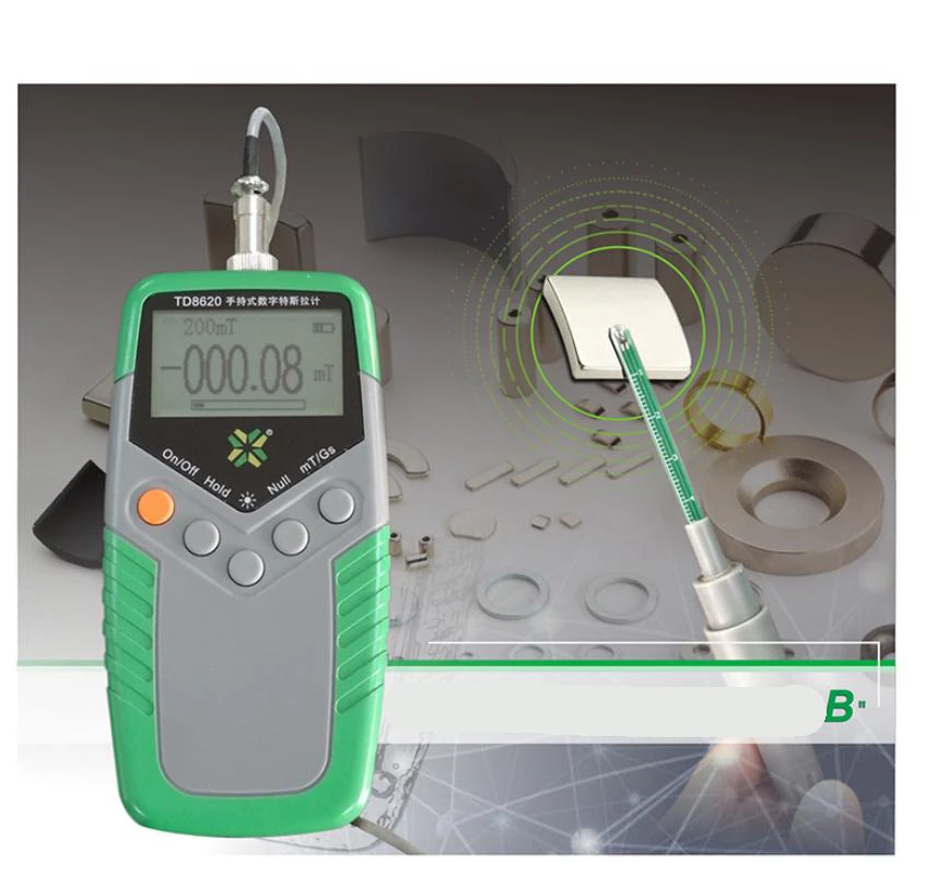 2% Измеритель Гаусса с постоянным магнитом TD8620 Ручной цифровой измеритель Теслы