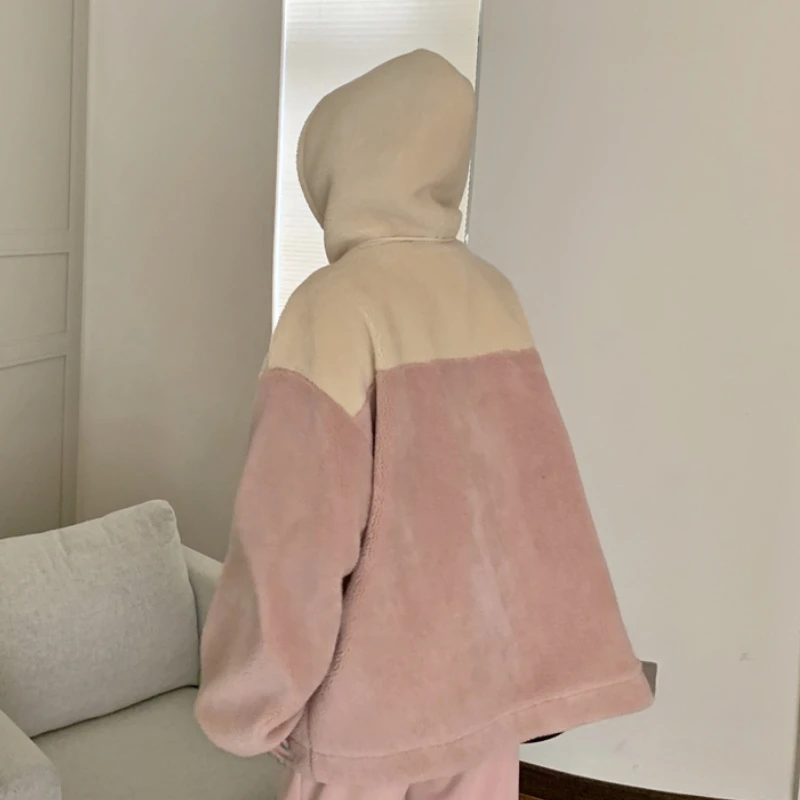 Женское милое бархатное пальто с капюшоном зимнее женское теплая уличная одежда