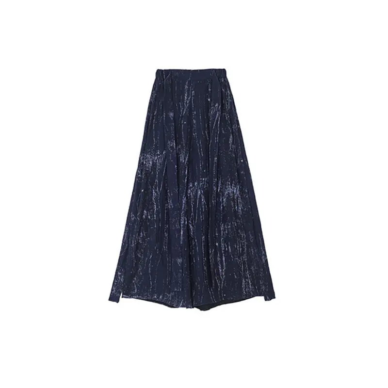 

XIYAO Women Casual Slit Pants Bandage Elastic Waist Fashion Simplicity Vintage Loose 2021 Summer New Wide Leg Pants WLD6216