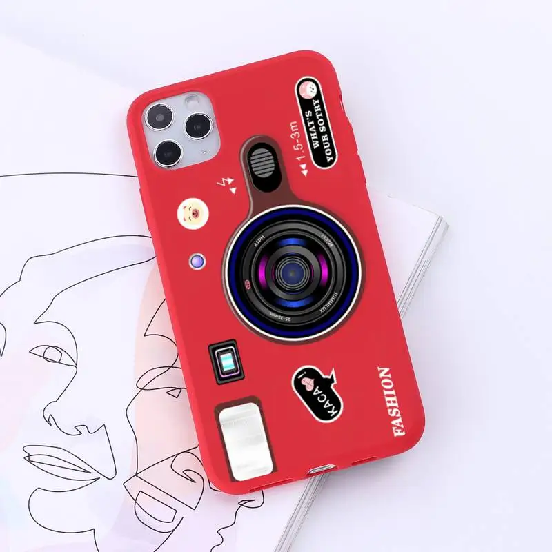 

Fashion luxury camera Phone Case Red Candy Color for iPhone 6 7 8 11 12 s mini pro X XS XR MAX Plus