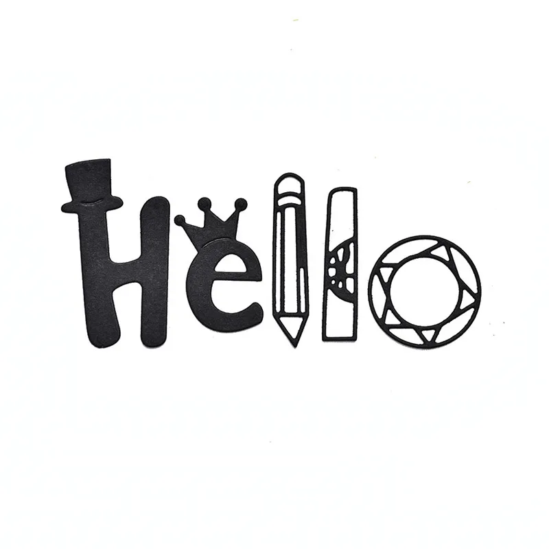 InLoveArts слова Hello металлический Трафаретный вырубной штамп с милой шляпа карандаш