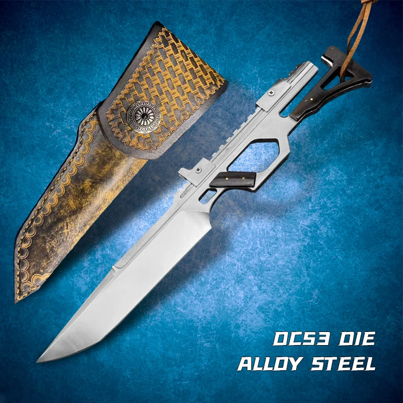 

Outdoor Survival DC53 Tactical Straight Knife Alloy Steel Fighting Knife All-steel Production and Sheath EDC Knife Fixed Blade