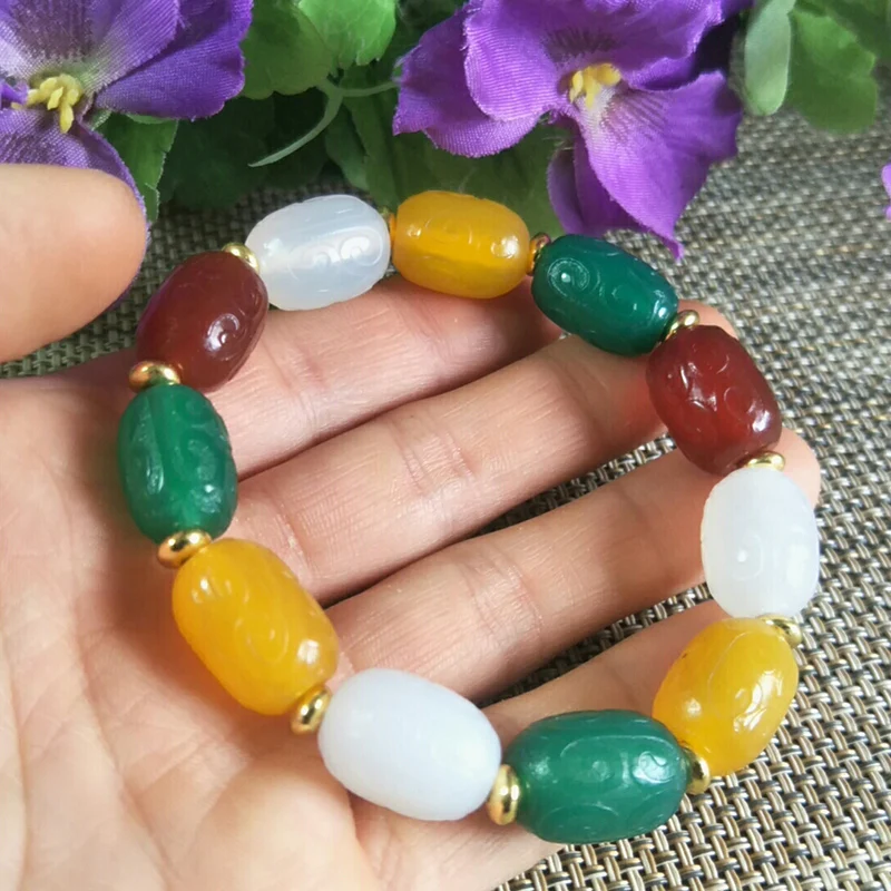 Натуральный Цвет Агат Лада Пряжка бисера нефритовый браслет ювелирные изделия