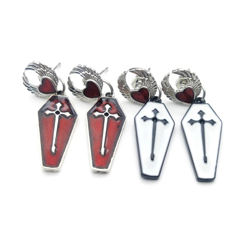 Новинка женские серьги в стиле панк готика Ретро стиль крест смерти красная