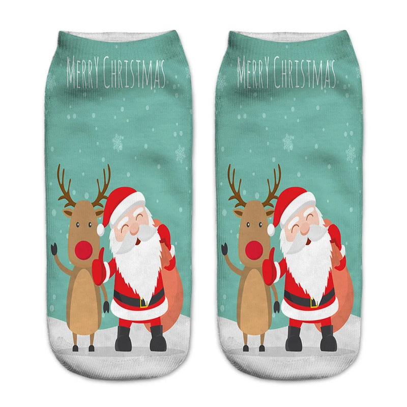 

Woman Ankle Socks Printed Pattern Women's Boat Socks Santa Claus Series Simple Cartoon Cute Female Ankle Socks