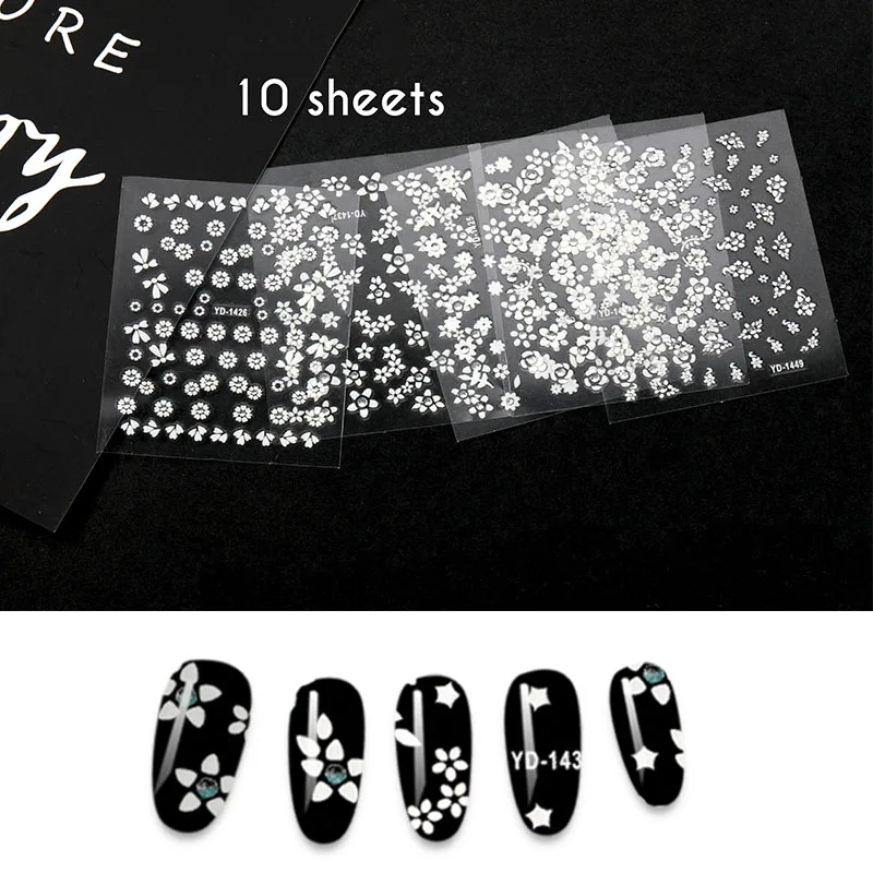 

Наклейки для ногтей, с цветочным рисунком, декоративная наклейка для ногтей листов