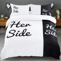 3pcs 4pcs polyester her his side printed duvet cover set quilt cover with pillowcases without filler