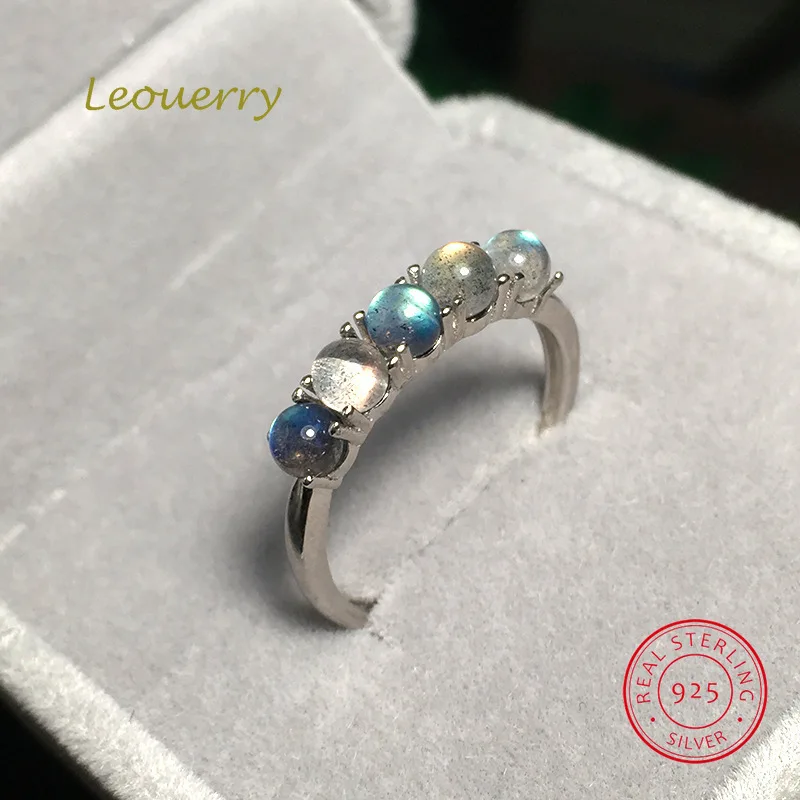 Кольцо женское из серебра 925 пробы с натуральным лунным камнем 5 шт.|Кольца| |