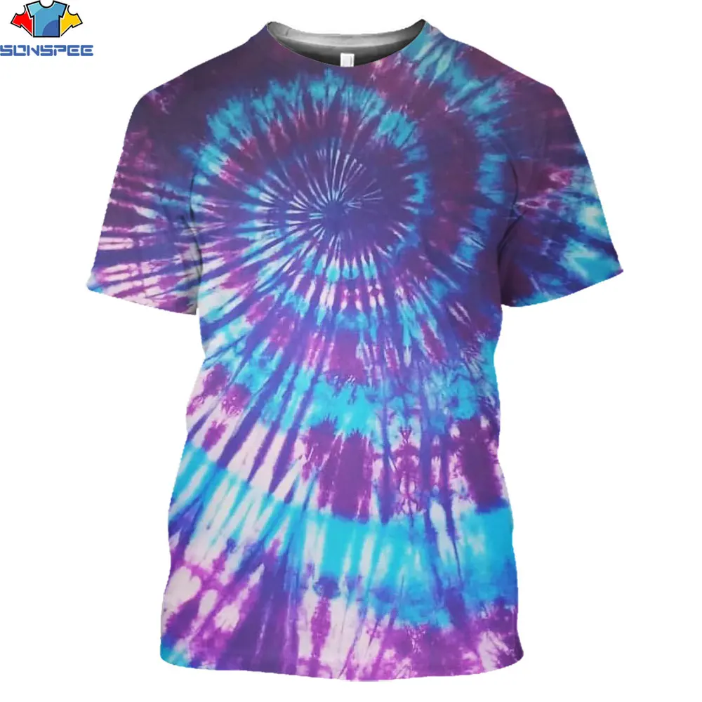 

SONSPEE 3D Pigment Tie-Dye Style T-shirt 2021 Summer Unisex Casual Short Sleeve Men 3D style Street Wear Pullover Clothing