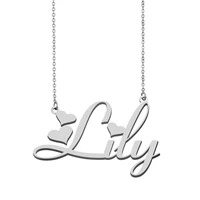lily name necklace personalised women choker stainless steel gold plated alphabet letter pendant jewelry for best friends gift