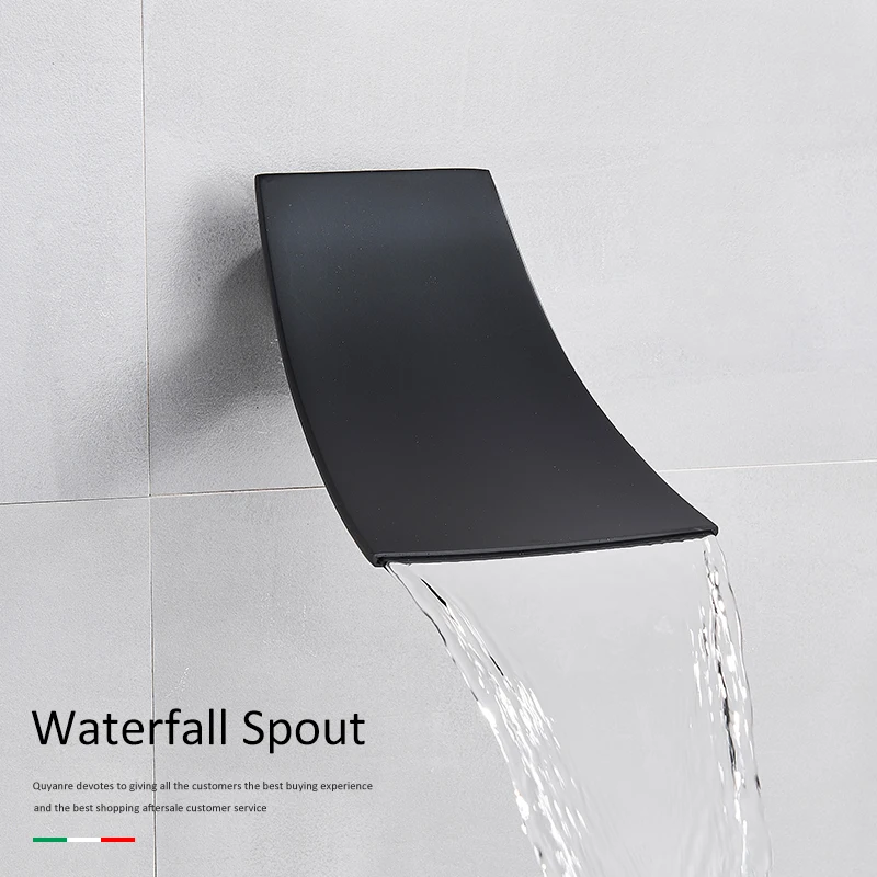 Quyanre Black Chrome Waterfall Bathtub Shower Faucet Wall Mount Hot Cold Water Mixer Bath Tap Robinet Baignoire | Обустройство дома