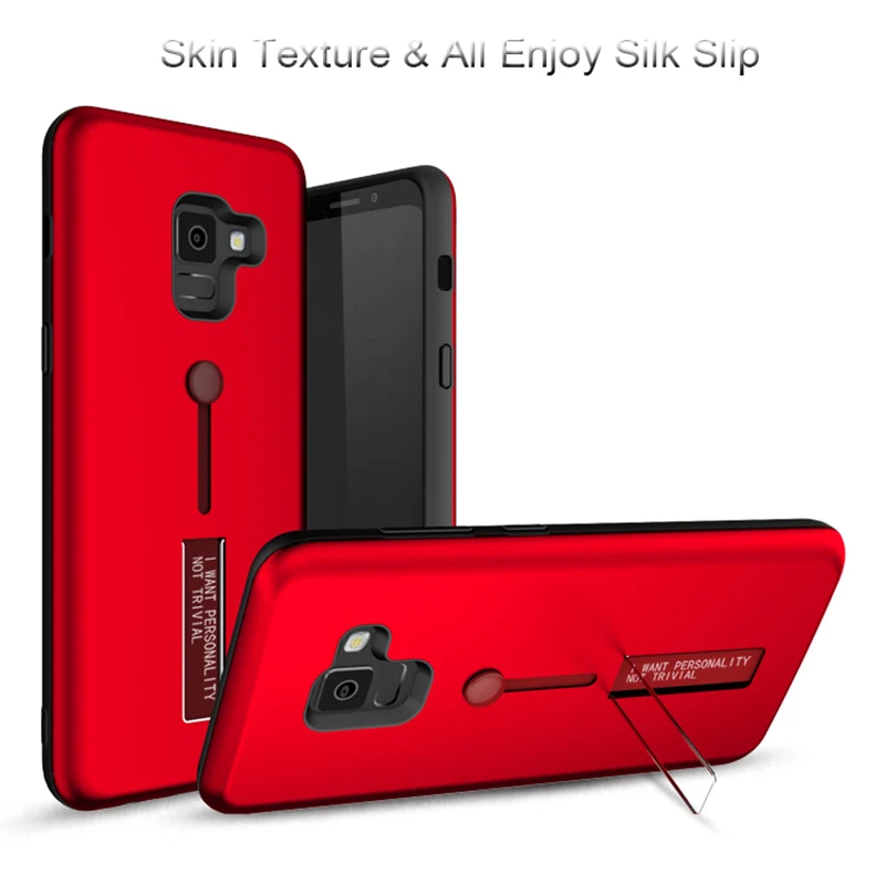 UPaitou Shockproof Case for Samsung Galaxy A9 A8 A7 A6 Plus A5 2018 Metal Ring Stand Rubber Back Cover A530 A730 A750 |