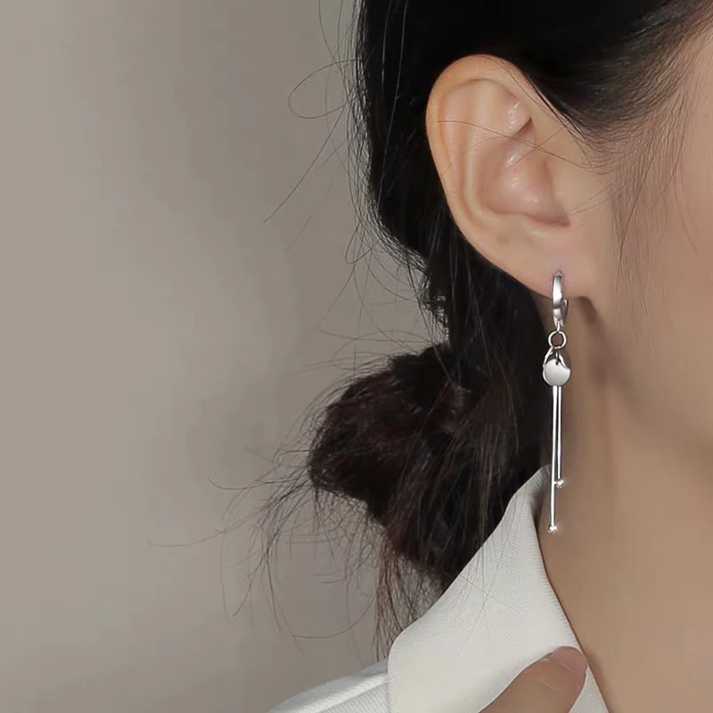 Круглые серьги-кольца серебряного цвета для женщин длинные модные ювелирные