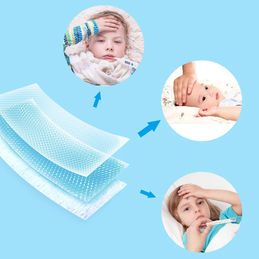

7Pcs Cooling Patch Down Fever Ice Medical Plaster Anti Hot Lower Temperature Polymer Hydrogel Family Outdoors Essential Patches