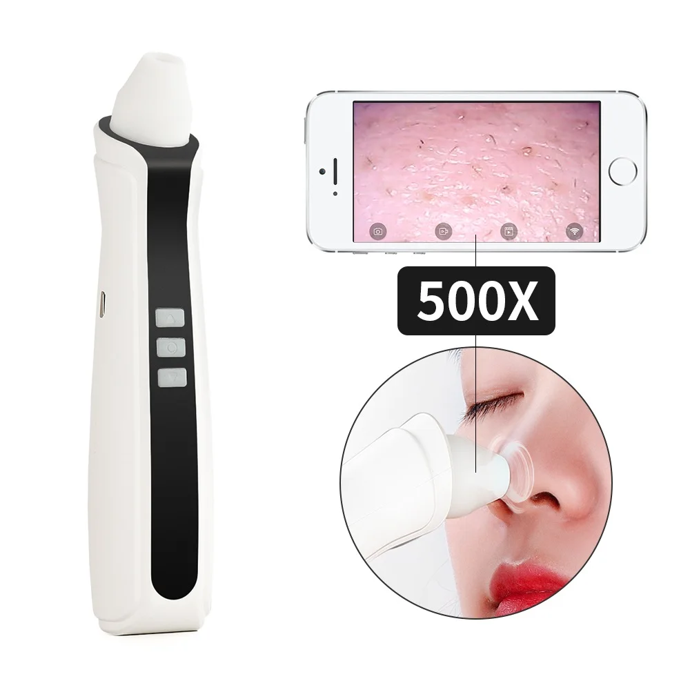 

USB Rechargeable Visual Blackhead Remover Facial Pores Black Head Cleaner Vacuum Suction 5 Mega-Pixel WIFI Microscope Camera