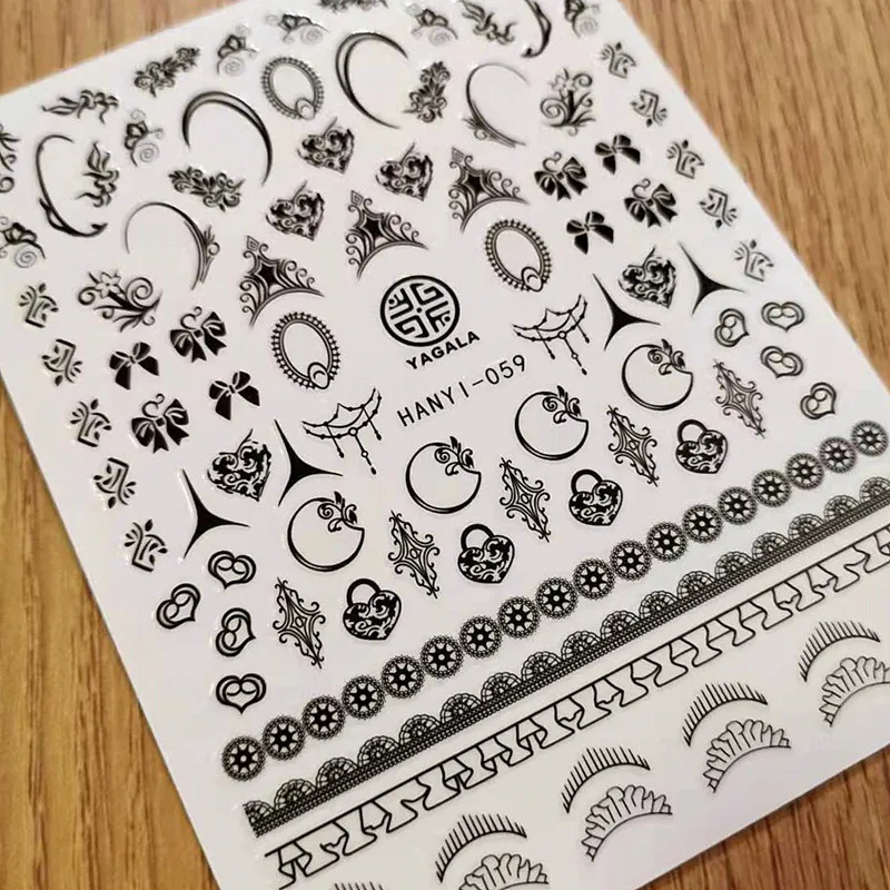 

Newest hanyi059 060 3D flower nail art sticker decal stamping back gule DIY nail decoration tips