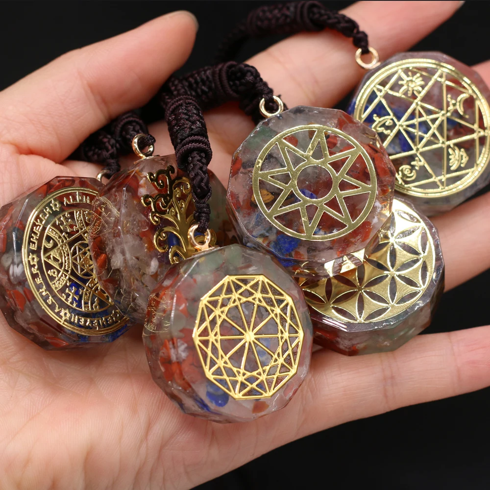 

Natural Semi-precious Stone Amulet Necklace Reiki Heal Seven Chakra Pendant Chain Ladies or Men Necklace Jewelry Rope Length70cm