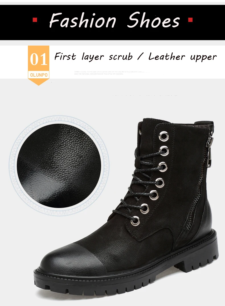 Модная обувь; коллекция года; Botas Invierno Hombre; высокие мотоциклетные ботинки цвета хаки; мужские зимние ботинки на меху черного цвета; мужские ботинки на молнии сбоку; 37-47