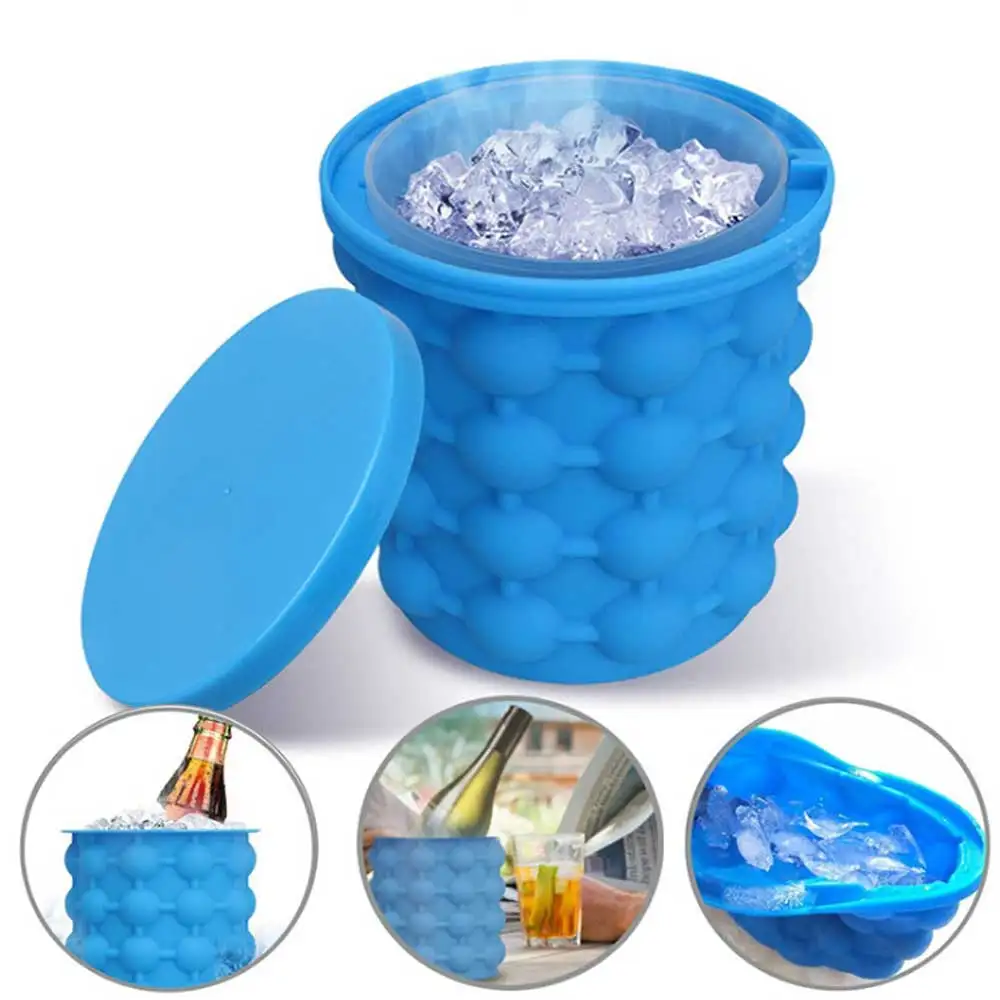 

Outdoor Silicone Ice Bucket 2 in 1 portable buckets wine ice cooler beer cabinet ice cube maker for frozen whiskey cocktail cola