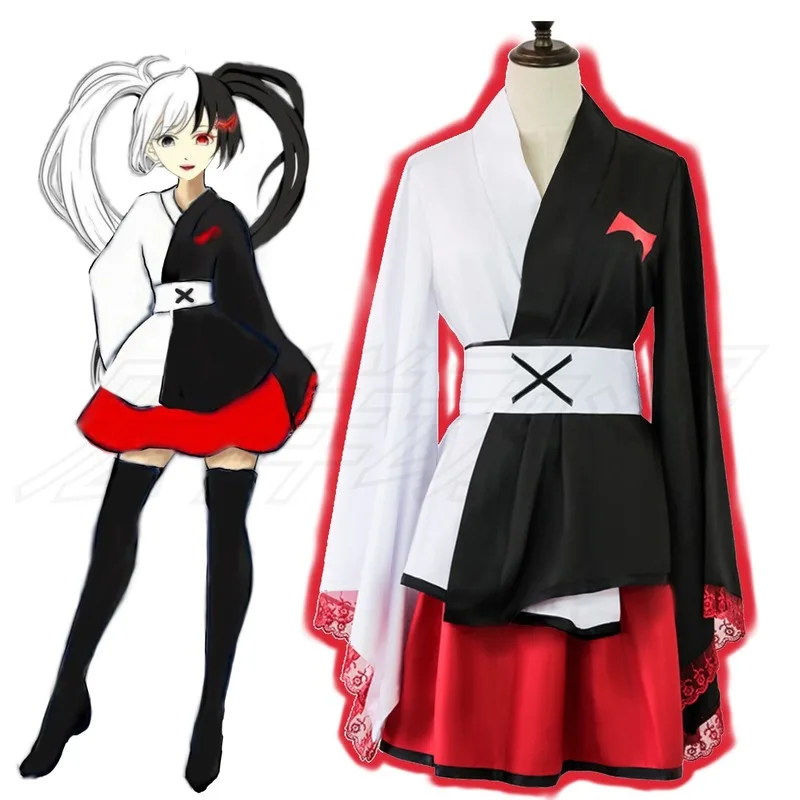 

Anime Danganronpa Monokuma Cosplay Pinafore Japanese Kimono Women Female Dresses Halloween Cosplay Costume wigs