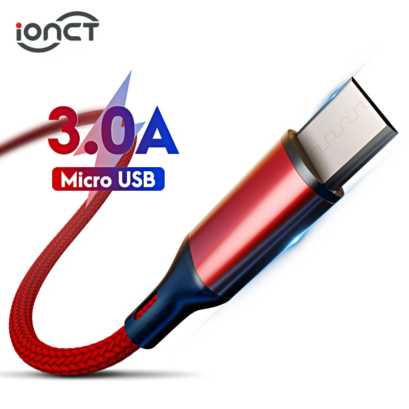 Кабель Micro USB iONCT 3A для Samsung Xiaomi Android быстрая зарядка Шнур usb передачи данных