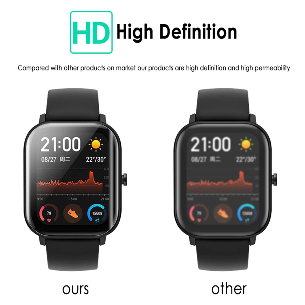 Защитная пленка для Xiaomi Huami NEW Amazfit GTS полностью покрывающая Nano умных часов (не