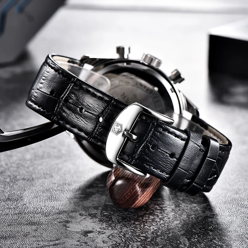 

Men's watches top luxury brand BENYAR fashion leather mens wristwatches waterproof sport chronograph watch men Relogio Masculino