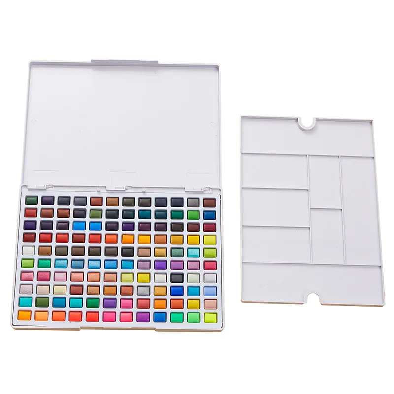 Ceny 120 Kolorów Solidny Zestaw Akwareli Zawiera Perłowy Fluorescencyjny Brokat Metaliczny Macaron Akwarela Akcesoria Do Malowania