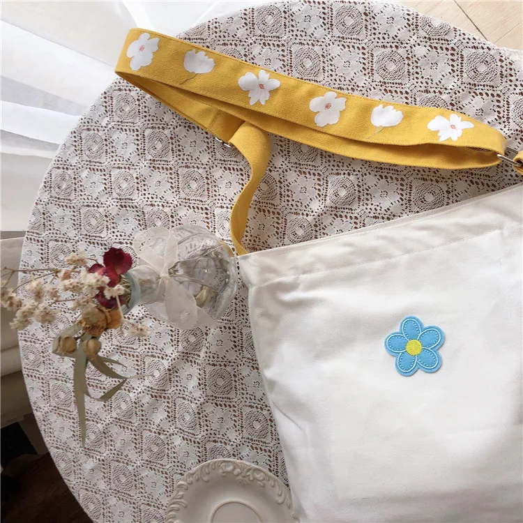 2019 корейский стиль Холщовая Сумка через плечо с цветочным принтом сумки на