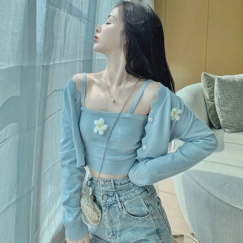 Кардиган милый цветочный весенний женский облегающий укороченный кардиган в