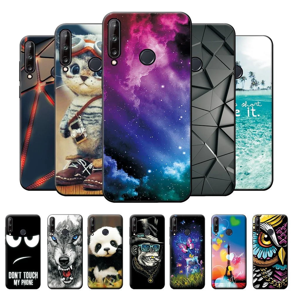 Чехол для Huawei P40 Lite E мягкий силиконовый чехол накладка с котом телефона бампер из