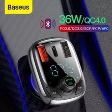 Baseus Car Charger FM Transmitter Bluetooth 5.0 MP3 Player Handsfree FM Modulator Quick Charge 4.0 PD 3.0 USB Charger Car Gadget