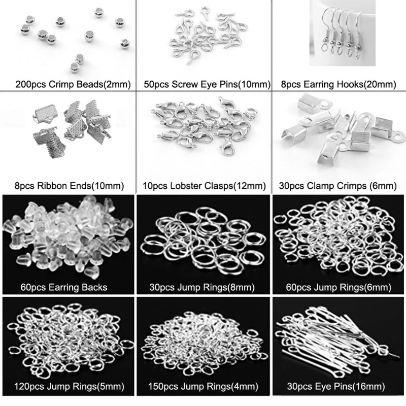 Набор для изготовления ювелирных изделий 1 комплект Обжимные бусины винты