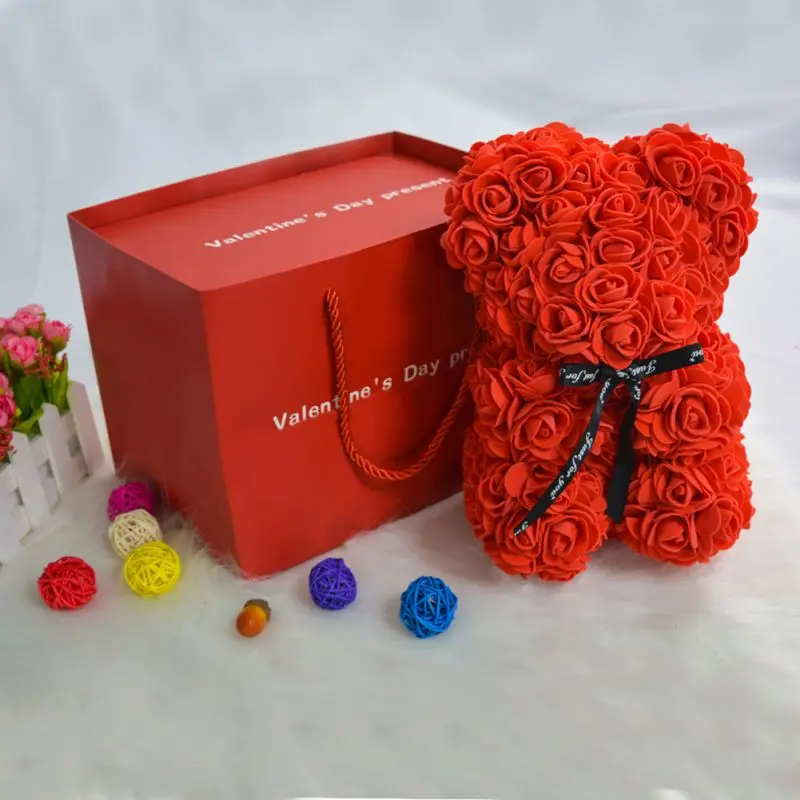 

Creative Valentine's Day Gift Rose Bear With Ring Necklace Set Fabulous Christmas Anniversary Propose Gift